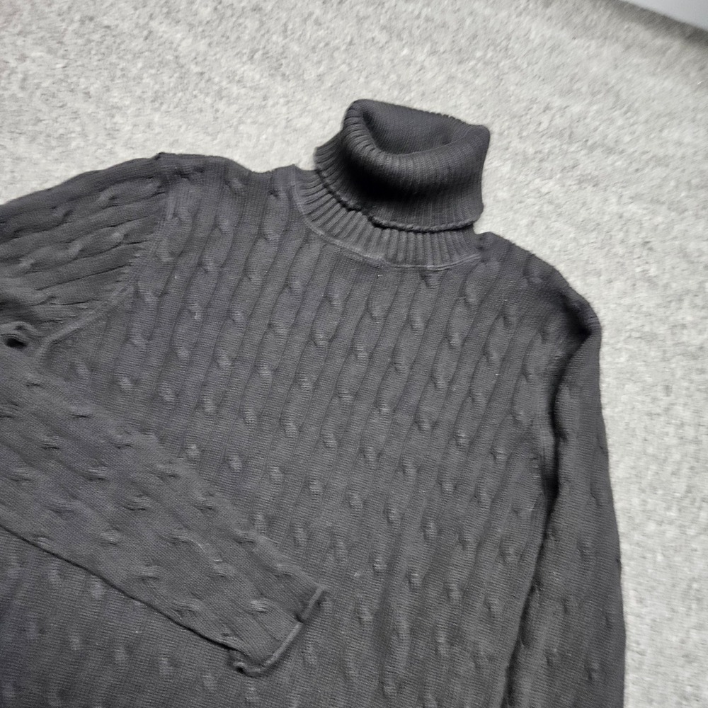 Polo Jeans Co Ralph Lauren Sweater Womens XL Black Cable Knit Turtleneck